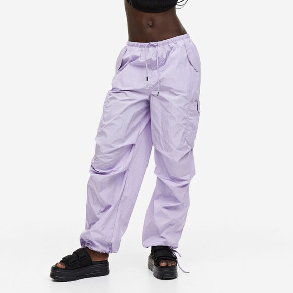(Last Chance)Light Purple Nylon Parachute Pants - Picture 1 of 9